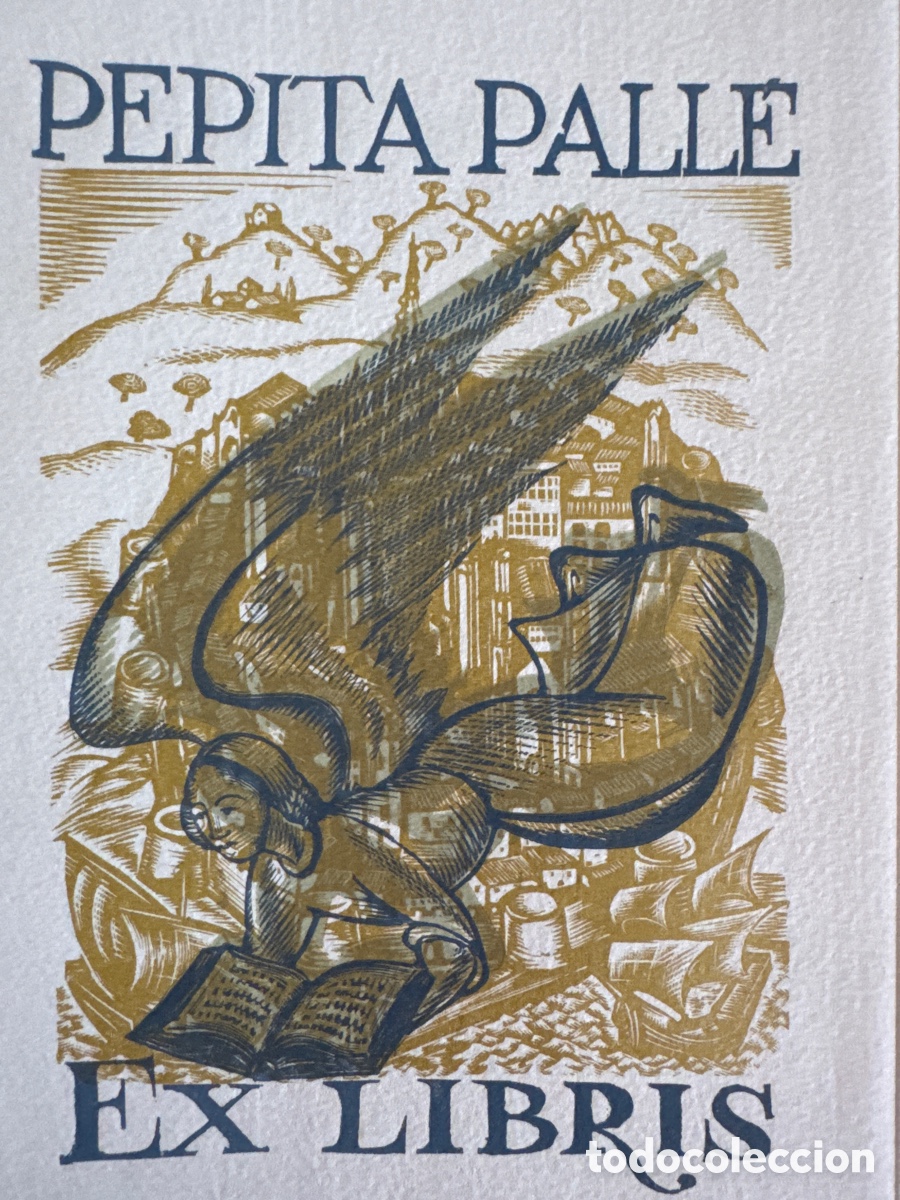 Arte: Ex-Libris-Xilogr&aacute;fica de ANTONI GELABERT-X2-Pepita Pall&eacute;