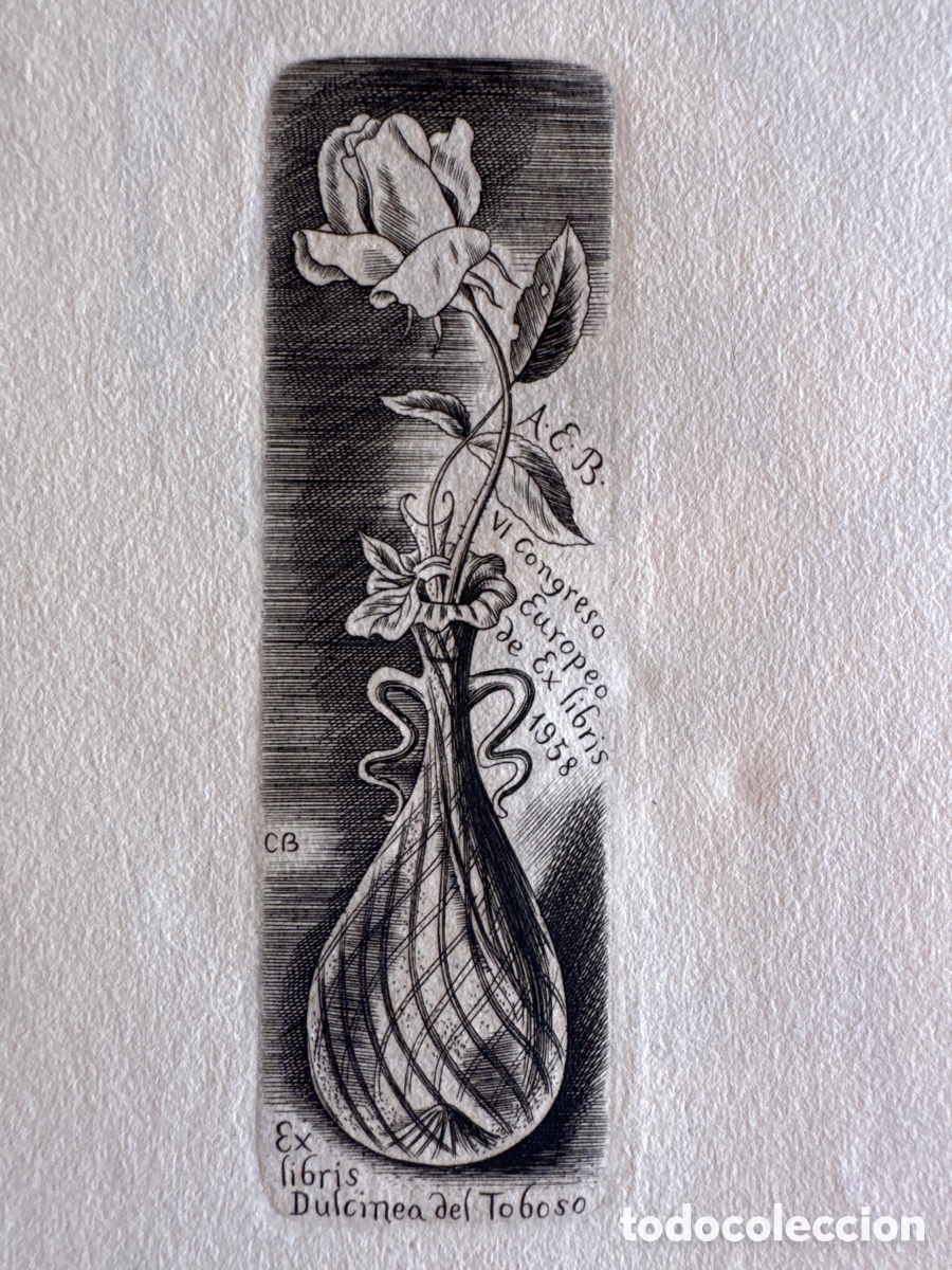 Arte: Ex-libris-CIRYL BOUDA, 1958-C3-AEB,VI CONGRES EUR- Dulcinea del Toboso