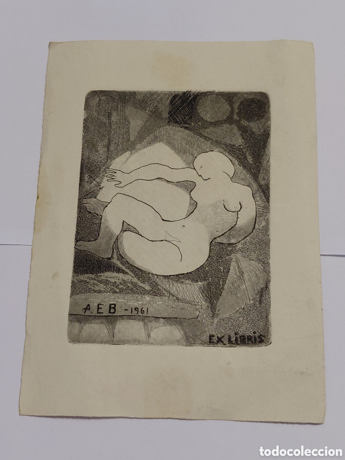 Arte: ANTIGUO EX LIBRIS.A.E.B.-1961 - Foto 2