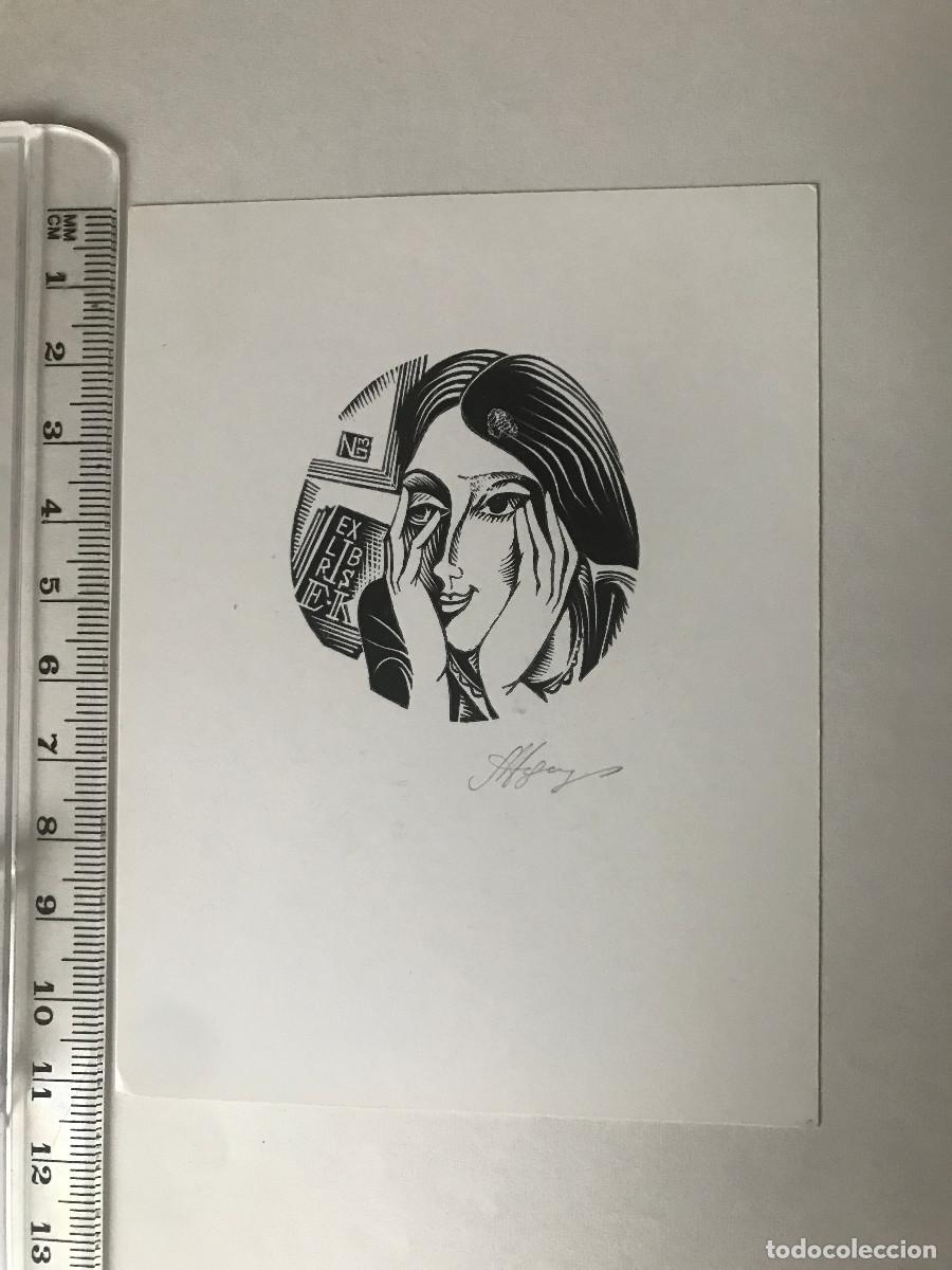 Arte: Ex-libris Exlibris Nicolai Lozovoj. Mujer Libro