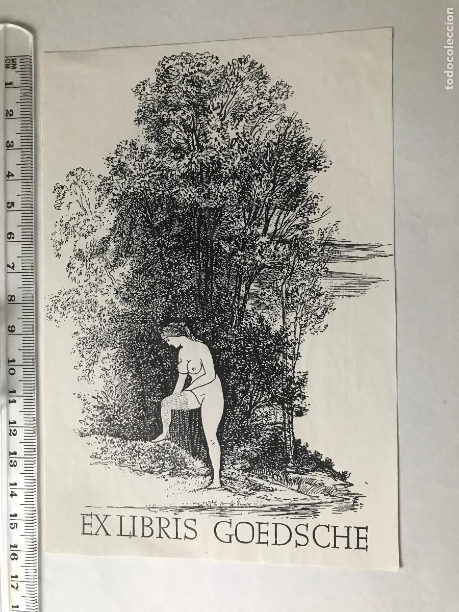 Arte: Ex-libris Exlibris para Goedsche. Mujer Desnudo Bosque