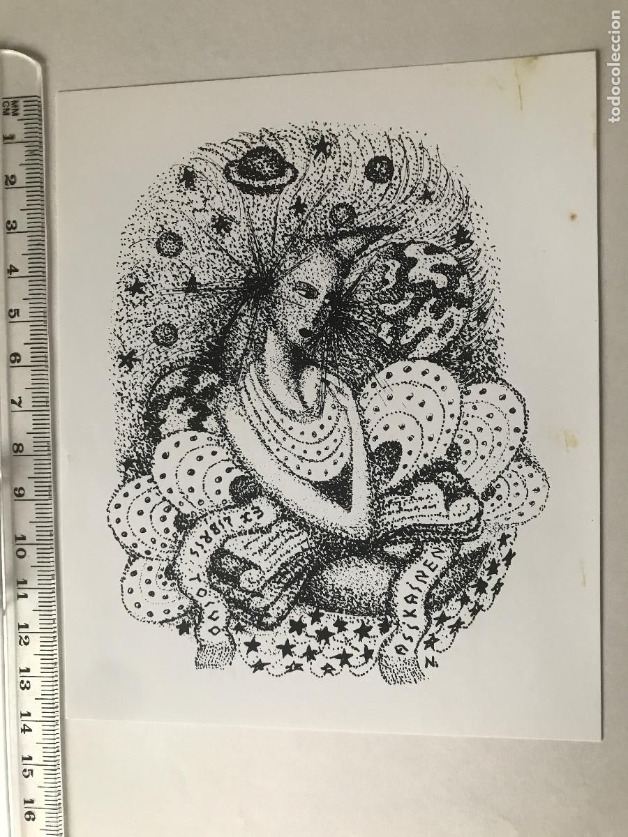 Arte: Ex-libris Exlibris Natalija Chernetsova. Mujer Astronom&iacute;a Saturno