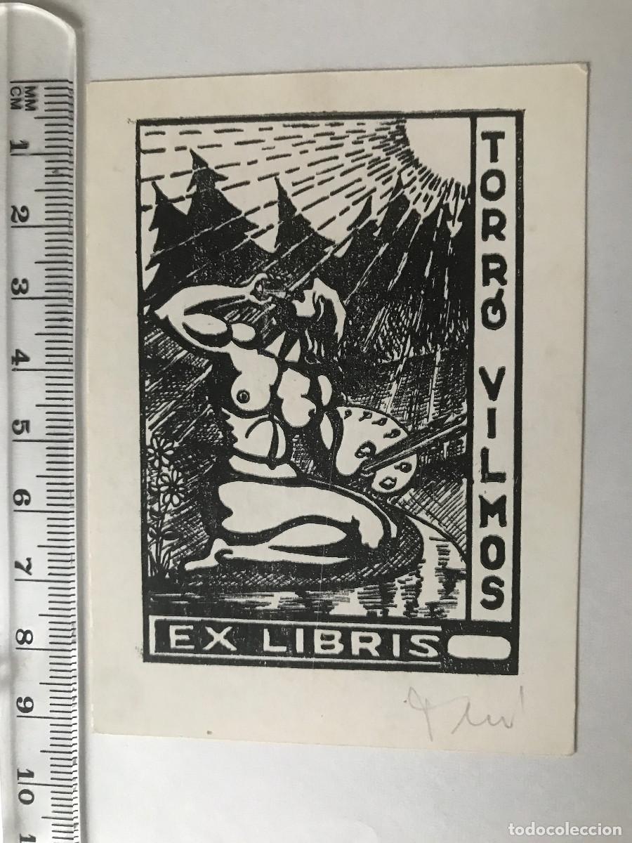 Arte: Ex-libris Exlibris Torr&oacute; Vilmos. Mujer Desnudo Paleta