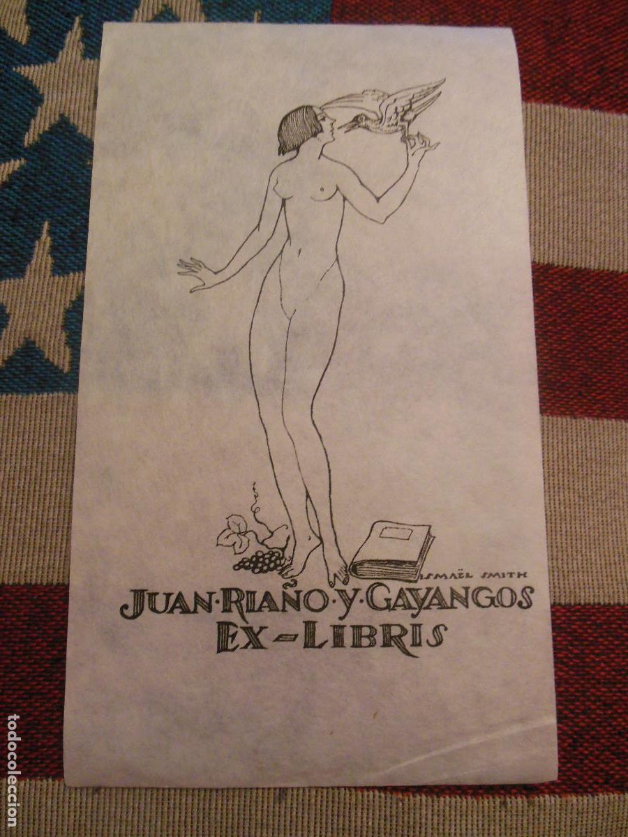 Arte: EXLIBRIS DE ISMAEL SMITH PARA JUAN RIA&Ntilde;O Y GAYANGOS - EX LIBRIS MUJER DESNUDO