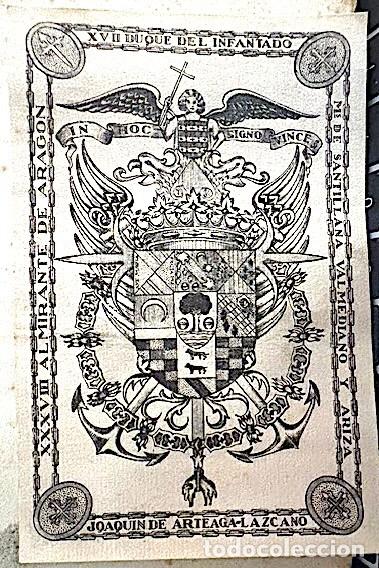 Arte: Ex libris Duque del Infantado : Joaquin de Arteaga, Marqu&eacute;s de Santillana, Marqu&eacute;s de Valmediano