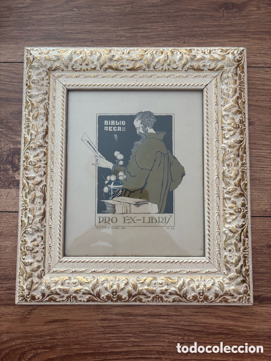 Arte: Grabado Ex-libris titulado &rdquo;Pro Ex-Libris&rdquo;