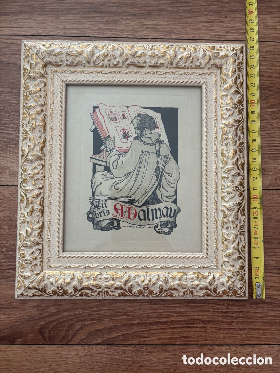 Arte: Ex-libris enmarcado de Antoni Dalmau - Foto 2