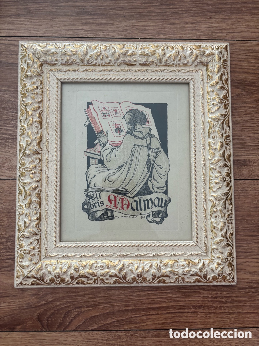 Arte: Ex-libris enmarcado de Antoni Dalmau