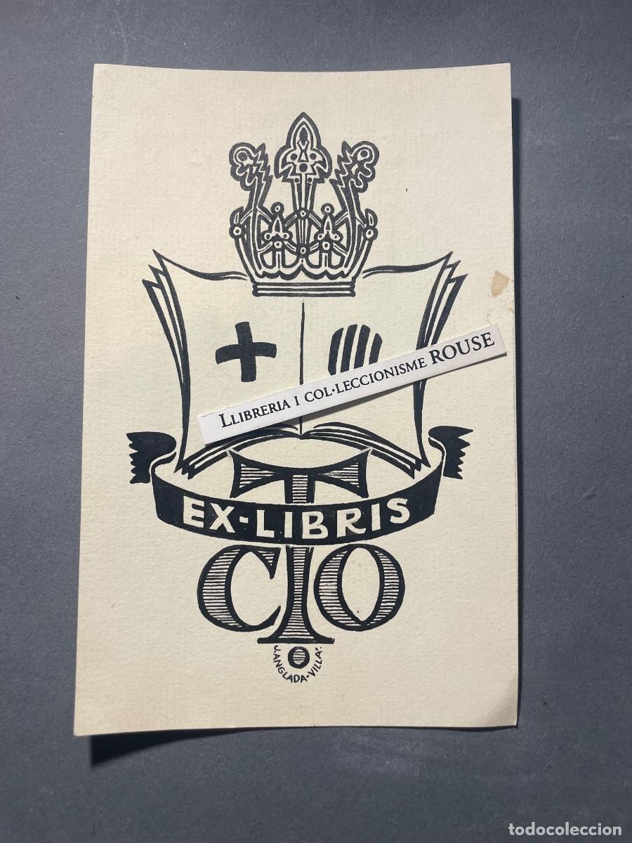Arte: ANTIGUO DIBUJO ORIGINAL A TINTA , PARA REALIZAR EL EX-LIBRIS , AUTOR J. ANGLADA-VILL&Aacute; - EX-LIBRIS -