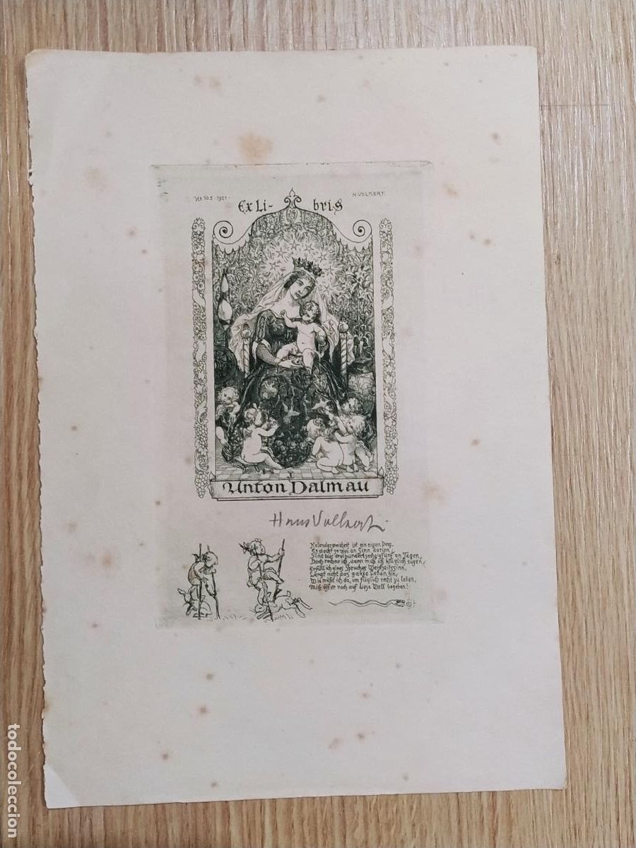 Arte: EX LIBRIS - ANTONI DALMAU - HANS VOLKERT - AGUAFUERTE - EXLIBRIS -VER FOTOS