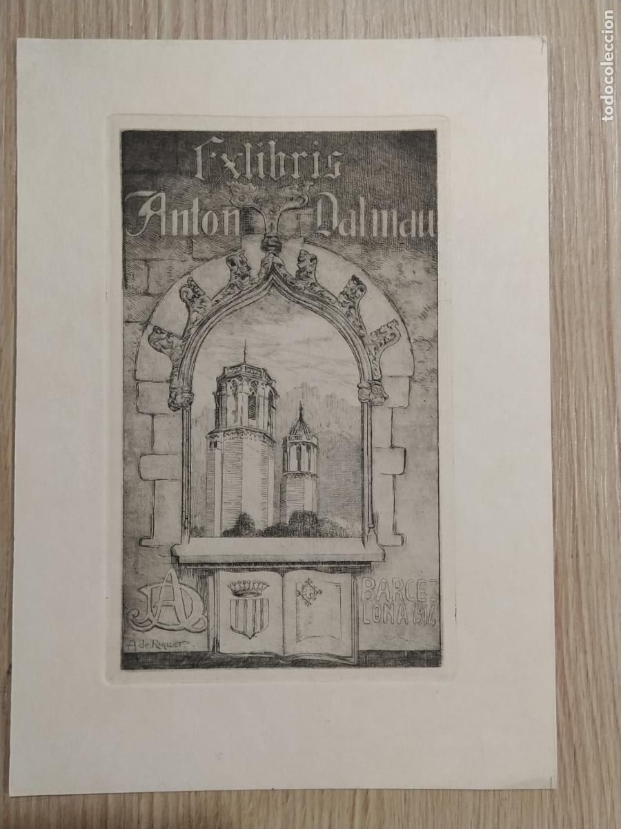 Arte: EX LIBRIS - ALEXANDRE DE RIQUER - ANTON DALMAU - AGUAFUERTE - EXLIBRIS -VER FOTOS