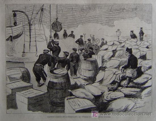 Arte: CASTRO-URDIALES - DESEMBARCO DE VIVERES Y MUNICIONES DE GUERRA (GUERRA CARLISTA).-