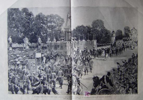 Arte: DESFILE DEL CORTEJO HISTORICO ANTE LA ESTATUA DE CALDERON DE LA BARCA EN LA PLAZA DE ORIENTE.-