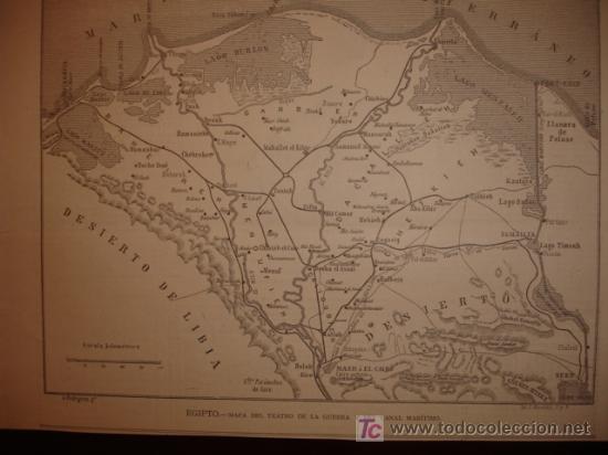 Arte: EGIPTO,MAPA DE OPERACIONES GUERRA 1882