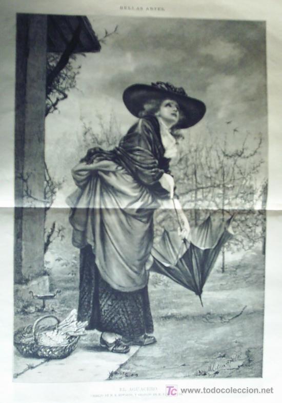 Arte: BELLAS ARTES - EL AGUACERO. DIBUJO DE E. EDWARDS Y GRABADO DE M. PANNEMAKER.-