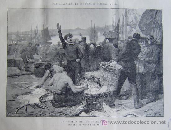 Arte: BELLAS ARTES - LA VUELTA DE LOS PESCADORES - CUADRO DE VICTOR GILBERT.-