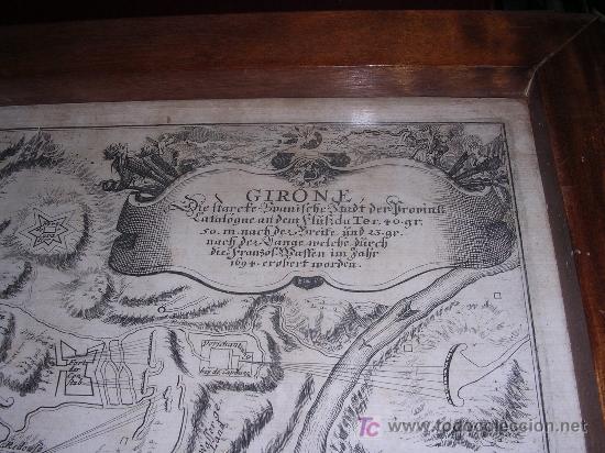 Arte: GRABADO DE GERONA 1694, EN ALEMAN  ENMARCADO - Foto 2