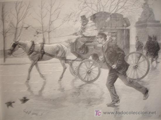 Arte: EL HAMBRE EN PARIS,GRABADO 1893 - Foto 1