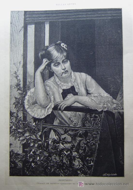 Arte: BELLAS ARTES - &iexcl;MEDITANDO!. CUADRO DE SAINTIN. SALON DE PARIS DE 1880.-