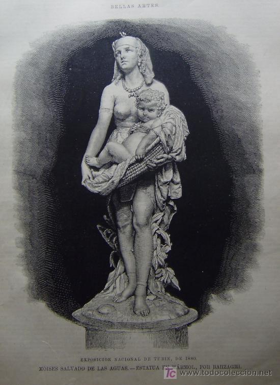 Kunst: BELLAS ARTES - ESTATUA DE BARZAGHI: MOISES SALVADO DE LAS AGUAS,.