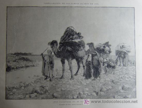 Kunst: BELLAS ARTES - UNA CARAVANA EN EL SAHARA, CUADRO DE MME. LUCAS ROBIQUET.-