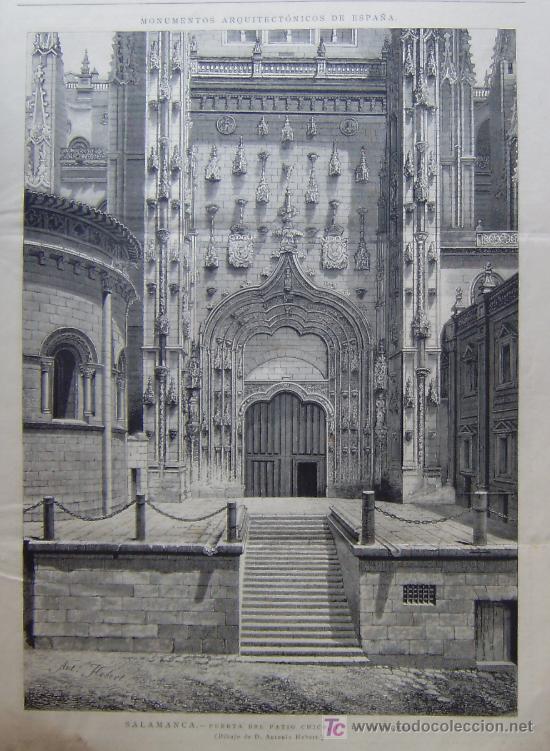 SALAMANCA - PUERTA DEL PATIO CHICO EN LA CATEDRAL, DIBUJO DE D. ANTONIO HEBERT