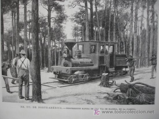 Arte: TREN EN VIA DE MADERA,FLORIDA - Foto 1