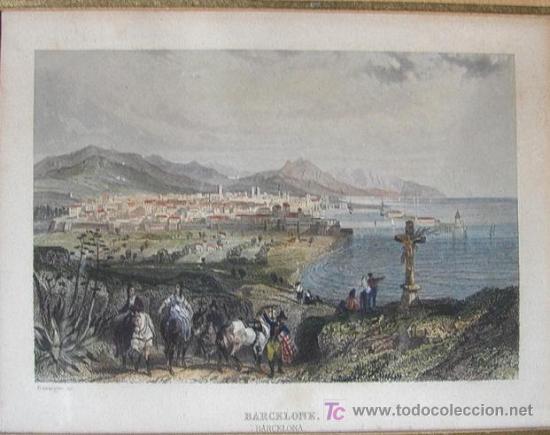 Arte: ROUARGUE: GRABADO ANTIGUO DE BARCELONA. - Foto 2