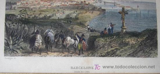 Arte: ROUARGUE: GRABADO ANTIGUO DE BARCELONA. - Foto 3