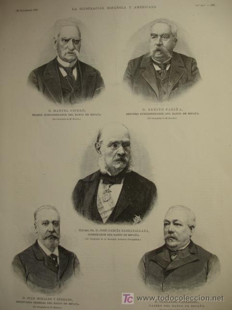 Kunst: MADRID,BANCO DE ESPA&Ntilde;A,EL GOBERNADOR Y SUS SEGUNDOS,1896