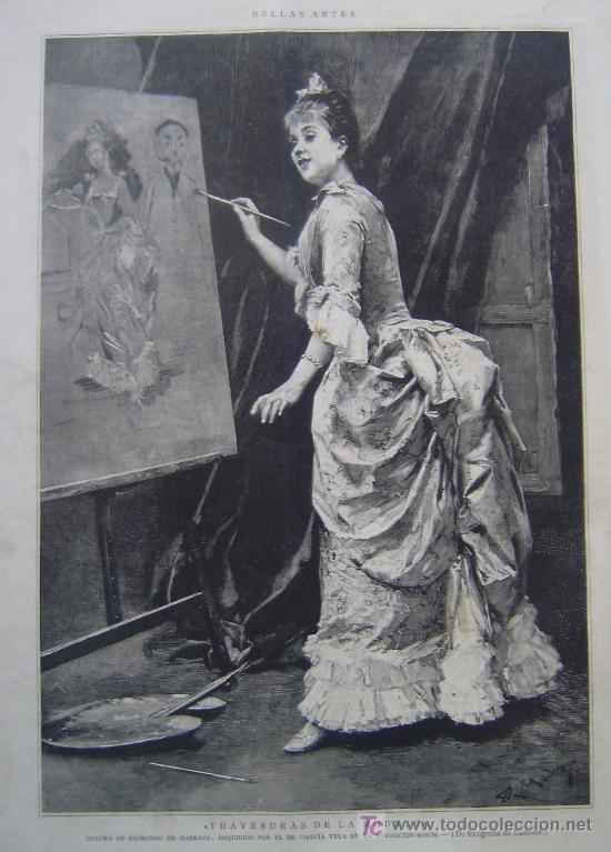 Art: BELLAS ARTES - TRAVESURAS DE LA MODELO, CUADRO DE RAIMUNDO DE MADRAZO