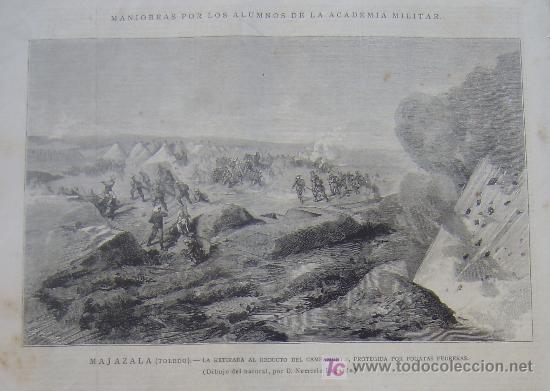 Arte: MAJAZALA, TOLEDO. RETIRADA AL REDUCTO DEL CAMPAMENTO PROTEGIDA POR FOGATAS PEDRERAS. NEMESIO LAGARDE