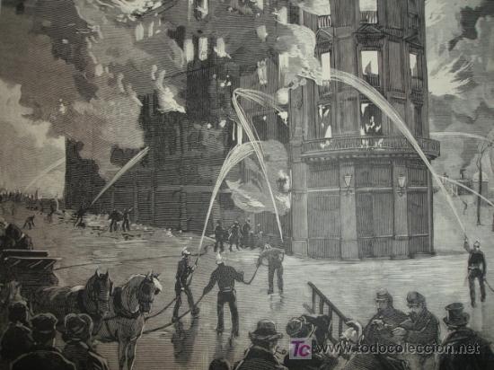 Arte: PARIS,INCENDIO ALMACENES PRINTEMPS - Foto 1