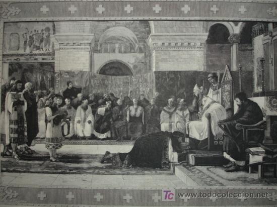Arte: EL REY SI SE NANDO ANTE EL CONCILIO IV DE TOLEDO,MARIANO VAYREDA Y VILA