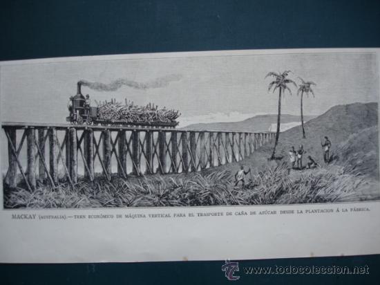 Kunst: AUSTRALIA,MACKAY,TREN MAQUINA VERTICAL,FERROCARRILES