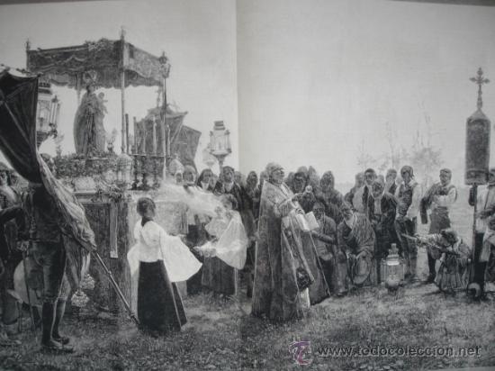 Arte: LA BENDICION DEL CAMPO EN 1800,SALVADOR VINIEGRA