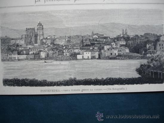 Arte: PONTEVEDRA DESDE LA CAEIRA.1875 - Foto 1