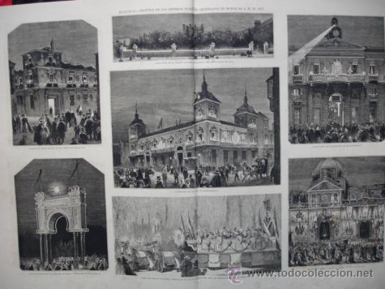 Arte: MADRID,FESTEJOS ENTRADA ALFONSO XII,1875,48.5X33