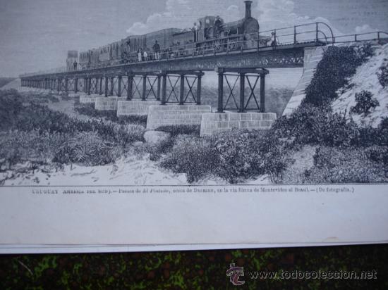 Arte: URUGUAY,PUENTE EL PINTADO,DURAZNO,1875