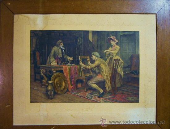 Arte: 1745.- GRABADO DE 51x34. ESCENA COMPRA ARTE. SYDNEY MUSCHAMP