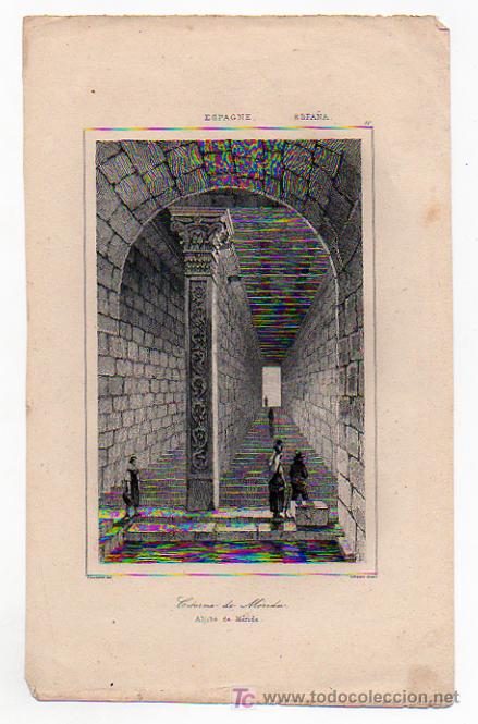 Arte: GRABADO. ESPA&Ntilde;A. EL ALJIBE DE M&Eacute;RIDA. - Foto 1