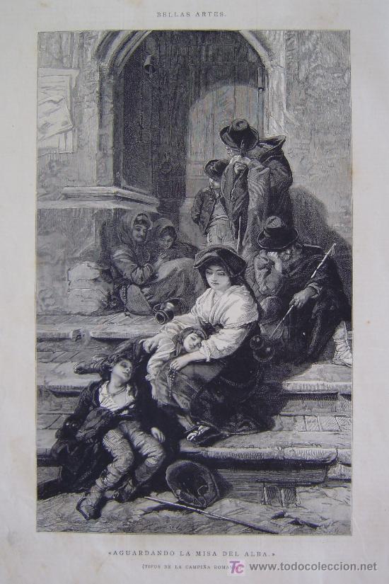 Art: BELLAS ARTES - AGUARDANDO LA MISA DEL ALBA (TIPOS DE LA CAMPI&Ntilde;A ROMANA)