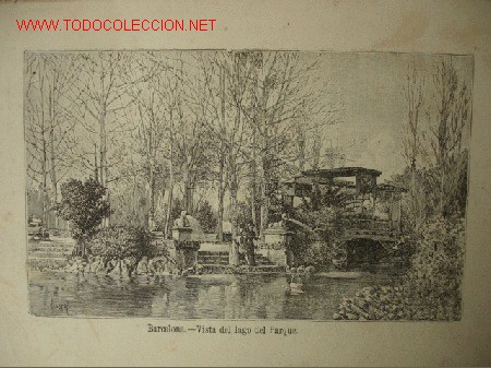 Arte: BARCELONA,VISTA DEL LAGO DEL PARQUE