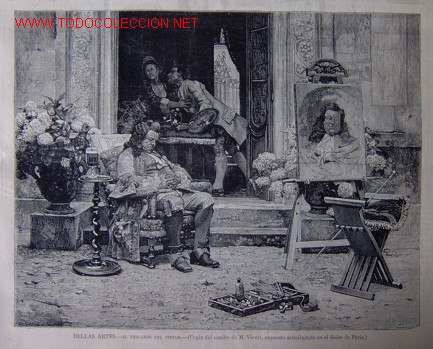 Kunst: BELLAS ARTES - EL DESCANSO DEL PINTOR. (COPIA DEL CUADRO DE M. VIVERT).-