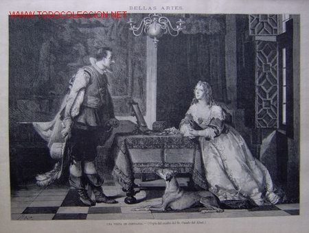 Arte: BELLAS ARTES - UNA VISITA DE CONFIANZA. (COPIA DEL CUADRO DEL SR. CASADO DEL ALISAL).-