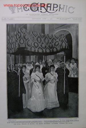 Art: THE ROYAL WEDDING IN MADRID. THE BRIGE'S PROCESSION ADVANCING TOWARS THE ALTAR.-