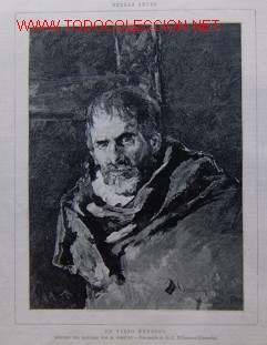 Art: BELLAS ARTES - UN VIEJO MENDIGO, ESTUDIO DEL NATURAL POR M. FORTUNY.-