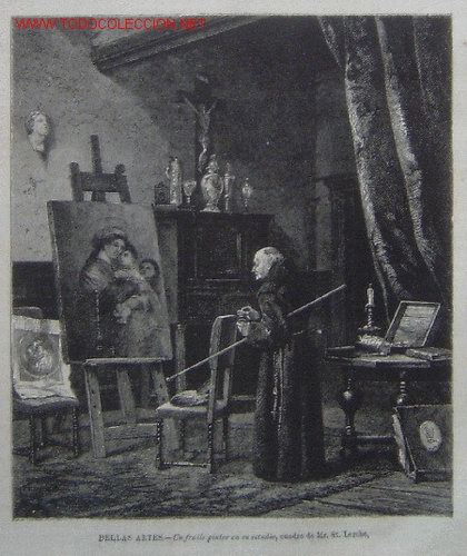 Arte: BELLAS ARTES - UN FRAILE PINTOR EN SU ESTUDIO, CUADRO DE MR. ST. LERCHE.-