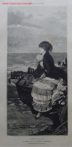 Arte: BELLAS ARTES - MEDITACION - CUADRO DE D. VICENTE PALMAROLI.-