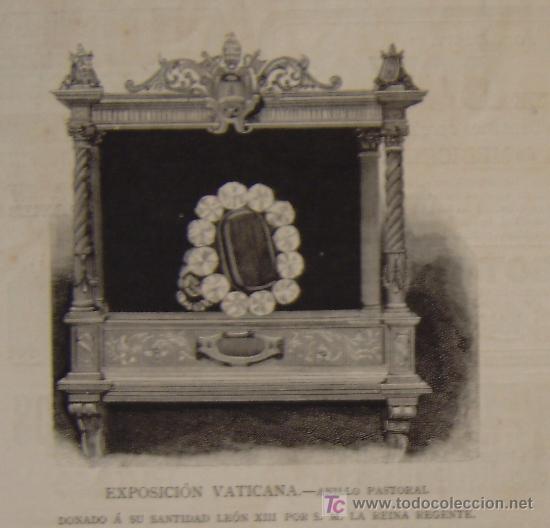 Arte: EXPOSICION VATICANA, ANILLO PASTORAL DONADO A S.S. LEON XIII POR S.M. LA REINA REGENTE